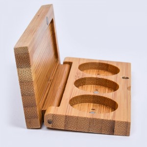 Dongshen custom size private label eco-friendly bamboo empty makeup palette case with mirror base