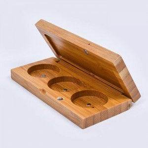 Dongshen custom size private label eco-friendly bamboo empty makeup palette case na may mirror base
