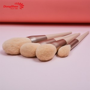 Dongshen vegan Friendly makeup brashi set professional 12pcs pink synthetic hair handle cosmetic foundation blush eyeshadow brush
