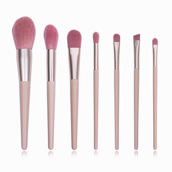 Dongshen 7pcs pink makeup brush set private label fiber synthetic hair lady cute cosmetic beauty brush tool Featured Image