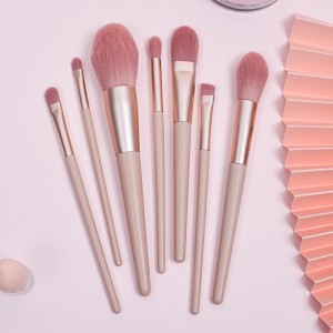 Dongshen 7pcs pink makeup brush set private label fiber synthetic hair lady cute cosmetic beauty brush tool