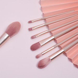 Dongshen 7ks růžová sada štětců na make-up privátní značka vlákno syntetické vlasy lady roztomilý kosmetický kosmetický štětec nástroj