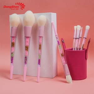 Dongshen ensemble de pinceaux de maquillage professionnel fibre végétalienne cheveux synthétiques diamant poignée en plastique marque privée outil de maquillage de brosse cosmétique