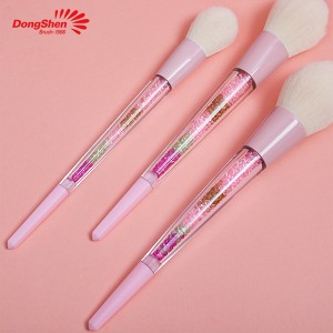 Dongshen propesyonal nga makeup brush set vegan fiber sintetikong buhok diamante plastik nga gunitanan pribadong label cosmetic brush makeup himan