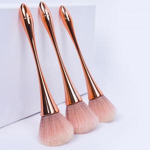 Raspall de maquillatge Dongshen, pèl sintètic, mànec metàl·lic, rubor en pols, raspall cosmètic bronzejador