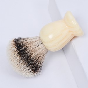 Dongshen cepillo de afeitar masculino con mango de resina de pelo de tejón de punta plateada natural de luxo de marca privada por xunto para afeitar facial húmido