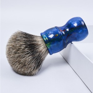 Pędzel do golenia Dongshen najlepsze włosie borsuka niebieski uchwyt z żywicy prywatna marka męski pędzel do golenia w rozmiarze niestandardowym