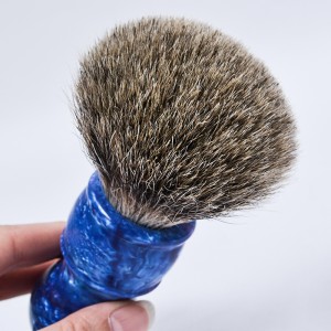 Dongshen private label engros brugerdefinerede harpikshåndtag naturlige bedste grævlingshår professionel barberbørste til mænd