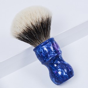 Dongshen kualitas tinggi alami kokoh dua band badger resin rambut menangani logo kustom pria sikat cukur basah