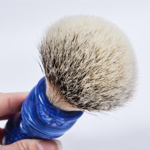 Dongshen cepillo de afeitar facial para homes con mango de resina de pelo de tejón de punta plateada de alta calidade con etiqueta privada personalizada