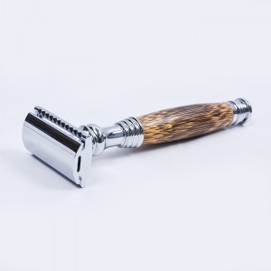 Dongshen miljøvenligt naturligt træhåndtag bæredygtigt og holdbart dobbeltkantet barbermaskine til mænd