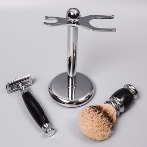 Dongshen luxury metal chrome shaving stand wholesale classic safety razor and shaving brush holder