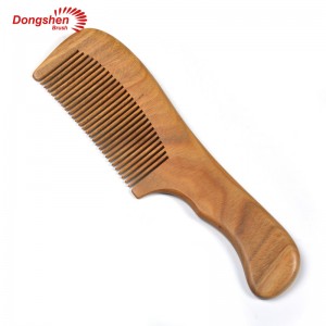 ʻO Dongshen Wooden Hair Comb Private Label Natural Handmade Green Sandalwood Hair Comb no nā kāne wahine a me nā keiki