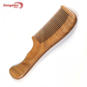 Peine de madera Dongshen, etiqueta privada, peine de pelo de sándalo verde hecho a mano Natural para hombres, mujeres y niños