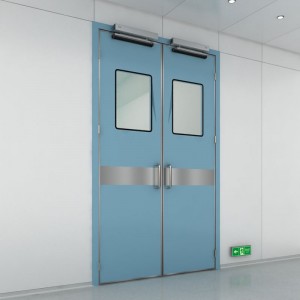Porta a battente manuale per l'applicazione in l'ospedale doppia Apertura di porte battenti manuali di alta qualità cù piastra in lega d'aluminiu per 10 anni di garanzia.