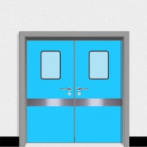Χειροκίνητη αιωρούμενη πόρτα για εφαρμογή νοσοκομείου Διπλό άνοιγμα υψηλής ποιότητας χειροκίνητες αιωρούμενες πόρτες με πλάκα από κράμα αλουμινίου για 10 χρόνια εγγύηση