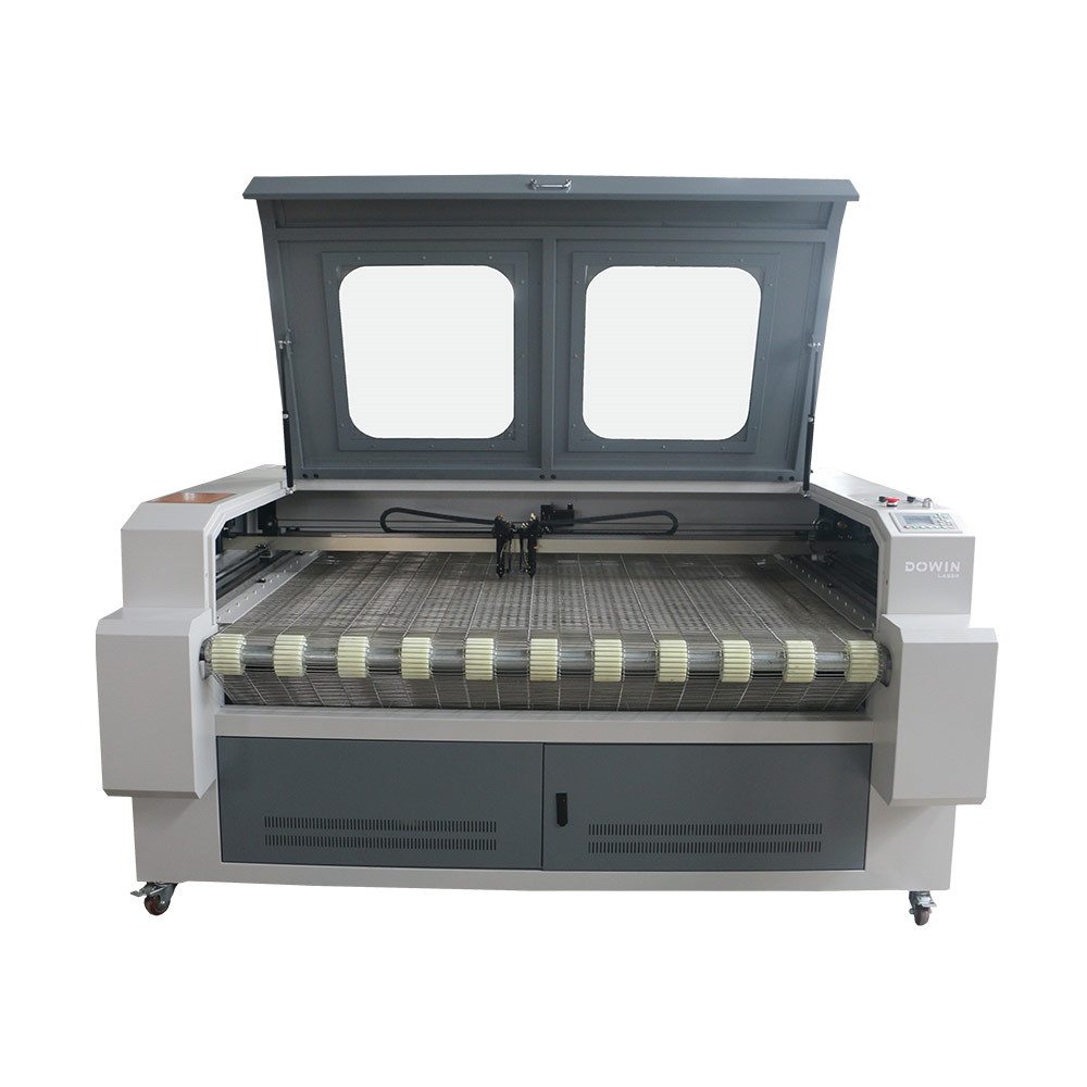 Wholesale Laser Engraver For Bottles - Conveyor Belt auto feeding CO2 Laser cutting Machine 1600*1000mm – Dowin