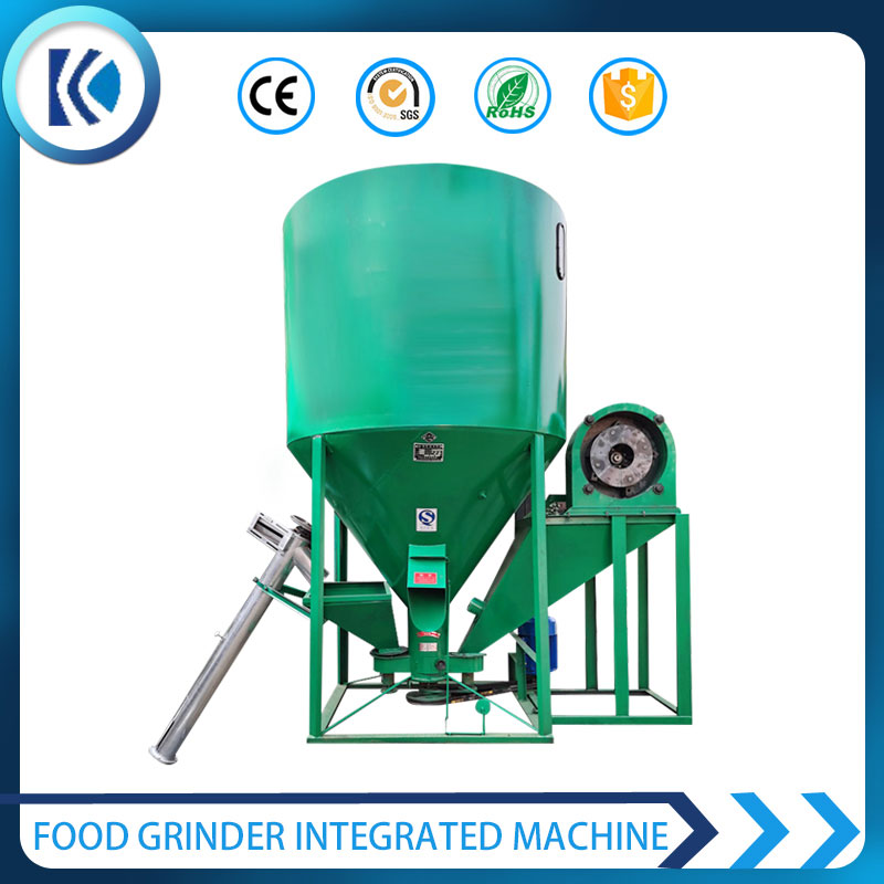Animal feed mixing and crushing integrated machine