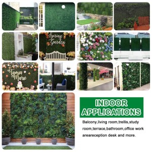Dekor për furnizime kopshti Panel me gardh jeshil me dru kuti pa rreze UV ​​Muri me bar artificial