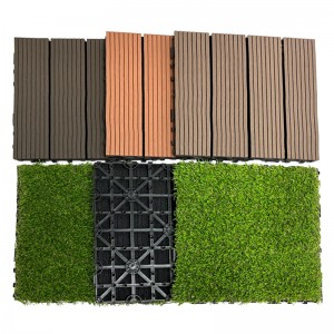 Green Patchwork Artificial Grass Carpet Interlocking Turf Decking Tiles for Outdoor Landscaping Garden