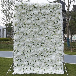 8ft x 8ft Custom 3D 5D Pink White Silk Peony Rose Hydrengea Backdrop Panel Wedding Decoration ជញ្ជាំងផ្កាសិប្បនិម្មិត