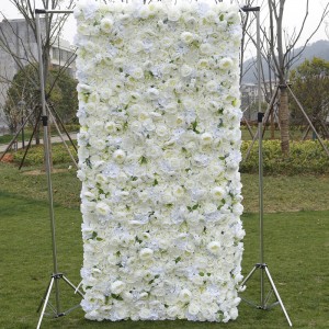 8ft x 8ft مخصص ثلاثية الأبعاد 5D الوردي الأبيض الحرير الفاوانيا ارتفع الكوبية خلفية لوحة الزفاف الديكور جدار زهرة اصطناعية