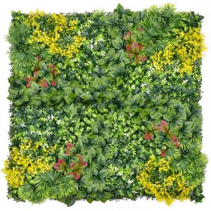 Home Wedding Indoor Faux Tropical Foliage Boxwood Hedges Vertical Artificial Silk Plastic Green Grass Plant Wall Decor