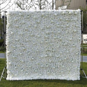 8ft x 8ft Kustom 3D 5D Pink Putih Sutra Peony Rose Hydrenea Backdrop Panel Dekorasi Pernikahan Dinding Bunga Buatan