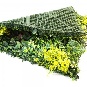 บ้านงานแต่งงานในร่ม Faux Tropical Foliage Boxwood Hedges แนวตั้งผ้าไหมประดิษฐ์พลาสติกสีเขียวหญ้าพืช Wall Decor