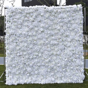 8ft x 8ft Pasgemaakte 3D 5D Pienk Wit Sy Pioenroos Hortensia-agtergrond Paneel Trouversiering Kunsmatige Blommuur