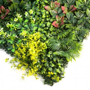 Home Wedding Indoor Faux Tropical Foliage Boxwood Hedges Vertical Artificial Silk Plastic Grass Green Plant Decor