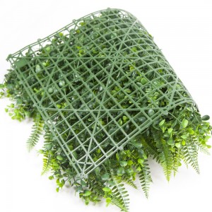 抗 UV PE 人工生垣ツゲの木パネル緑の植物垂直庭人工低木壁屋内屋外装飾用