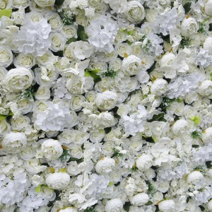 8 pies x 8 pies personalizado 3D 5D rosa blanco seda peonía Rosa Hortensia telón de fondo Panel decoración de boda pared de flores artificiales