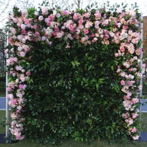 پس زمینه دیوار گل رز سفید مصنوعی سه بعدی گل های تابستانی برای تزئین صحنه مراسم عروسی