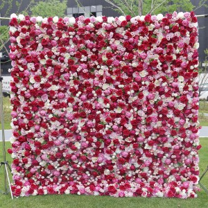 Gepasmaakte 5D 3D Wit Roos Hortensia Oprol doek Blommuur Trou Dekor Kunsmatige Sy Rose Blom Paneel Agtergrond Blommuur