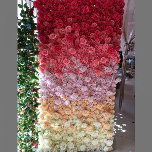 Custom 5D 3D White Rose Hydrangea Roll Up Lamba Voninkazo Rindrin'ny fampakaram-bady Silk Rose Flower Panel Backdrop Flower Wall