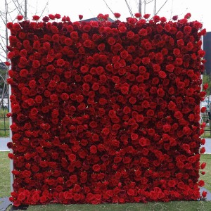 5 بعدی سفارشی 3 بعدی گل رز سفید هیدرانسی رول تاپ پارچه ای دیوار گل دکور عروسی پنل گل رز مصنوعی ابریشم پس زمینه دیوار گل