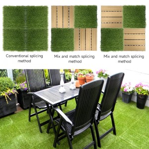 Green Patchwork Artificial Grass Carpet Interlocking Turf Decking Tiles for Outdoor Landscaping Garden