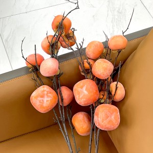Simulação de ramo de caqui de frutas artificiais Simulação de caqui artificial laranja para decoração de casa