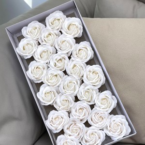 Atacado 25 peças de sabão rosas cabeças caixa de presente floral perfumado festa de casamento flor de sabão decorativa artificial