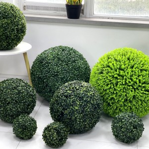 រុក្ខជាតិ Faux តុបតែង គ្រាប់បាល់ស្មៅសិប្បនិម្មិត គ្រាប់បាល់ Boxwood Topiary