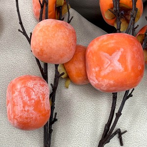 Simulation de branche de kaki de fruits artificiels, kaki artificiel Orange pour la décoration de la maison