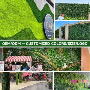 DYG simulacija plastičnih visečih zelenih sistemov z umetnimi cvetličnimi stenskimi ozadji za prodajo