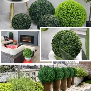 Faux Plants dekoratif zèb boul atifisyèl bwi boul Topiary