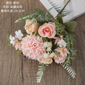 Poročni namizni dekor za dom, umetni šopek, umetna vrtnica, umetni svileni cvet