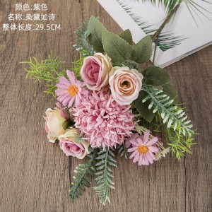 မင်္ဂလာပွဲအတွက် Tabletop အိမ်အပြင်အဆင် Artificial Bouquet Artificial Rose Artificial Silk Flower