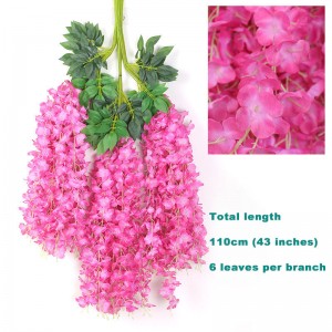 Flor artificial de glicina de 45 pulgadas / 3,7 pies, guirnalda colgante de ratta, decoración de flores de glicina