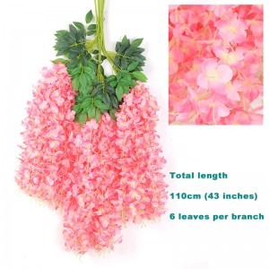 Flor artificial de glicina de 45 polzades / 3,7 peus Decoració de garlanda penjant de ratta de seda tupida Flors de glicina
