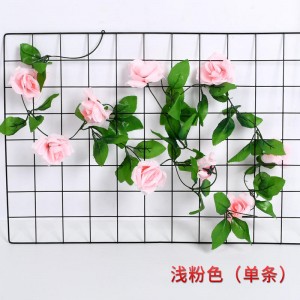 Guirnalda de flores de rosas artificiales de 7,5 pies, flor de rosa de seda falsa, hojas de vid, guirnalda de plantas colgantes artificiales