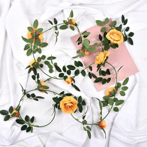 Guirnalda de flores artificiales, 12 rosas blancas, flores colgantes, guirnalda de 90 pulgadas, vid realista para decoración del jardín de bodas del hogar